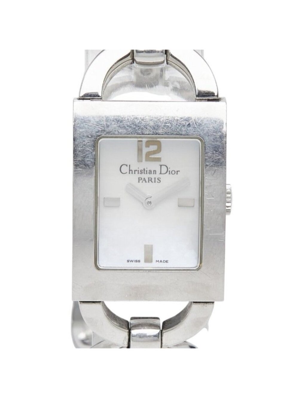 Dior Malice Square Watch White Shell Silver Stainless Steel